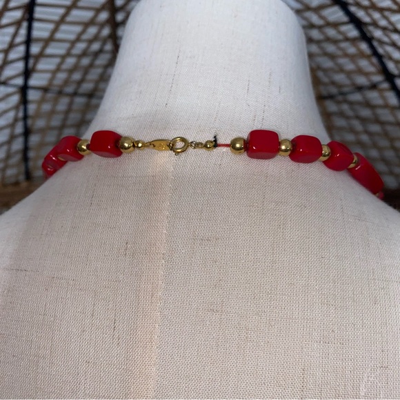 Trifari Red Beaded Necklace - Picture 2 of 7